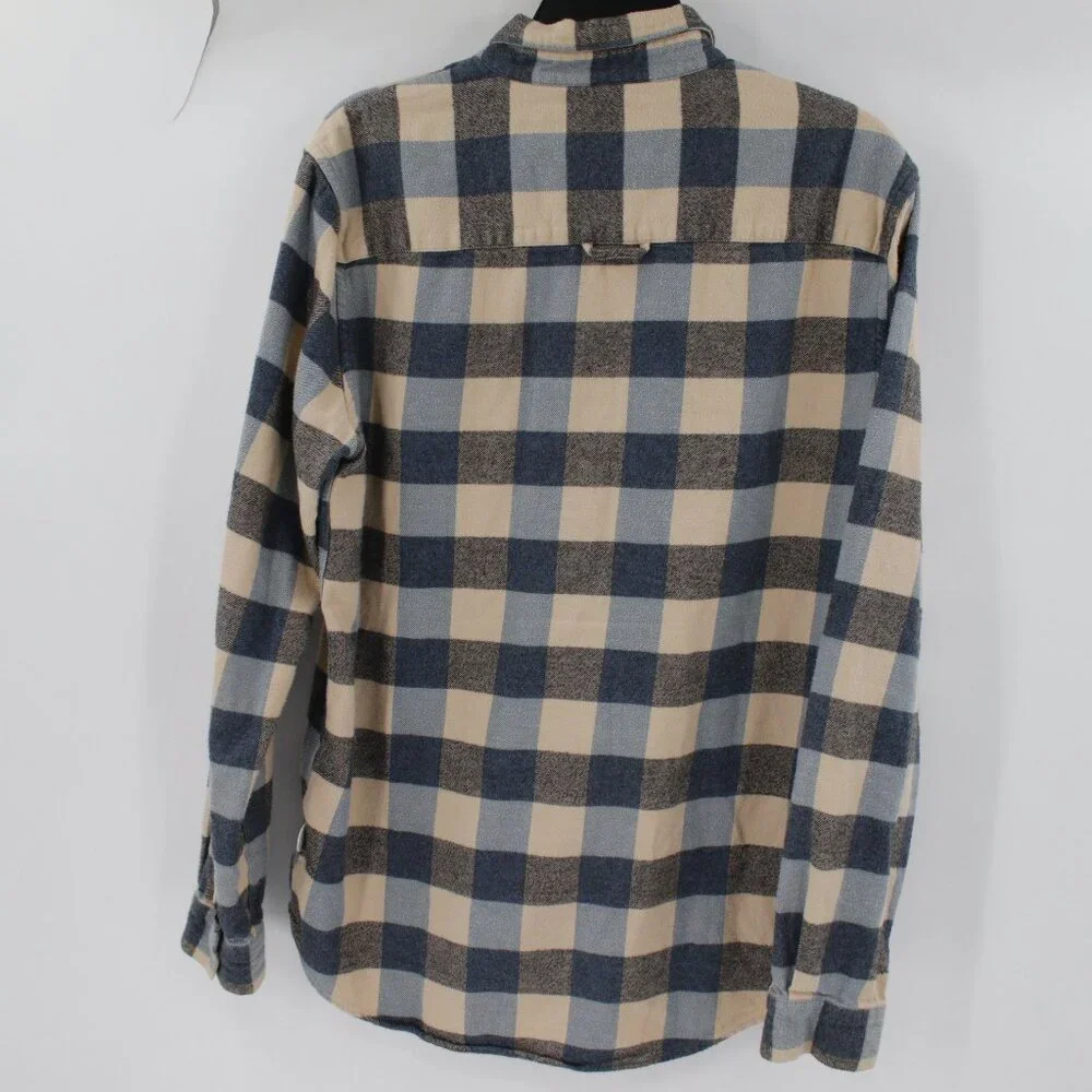 FOLK flannel shirt men's 2 long sleeve button down plaid cotton one pocket